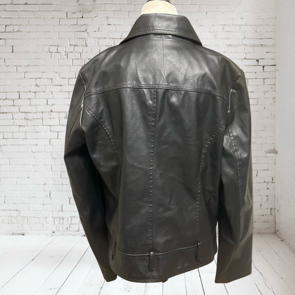 Black Faux Leather Jacket XL - Picture 3 of 10